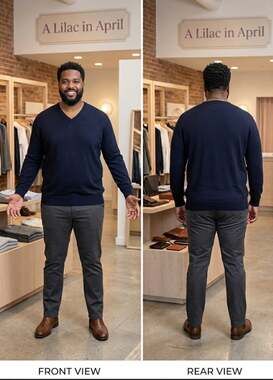 UNTUCKit Mens XXL Navy 100% Merino Wool V Neck Sweater Pullover